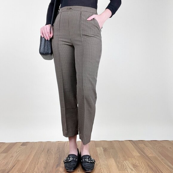 Vintage High Rise Waisted Plaid Check Trouser Pants Preppy Dark Light Academia - Picture 5 of 5
